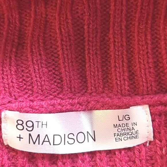 89th & Madison Pullover Pink Sweater, Cowl Neck, Gold Buttons, Size Large, NWT - Picture 11 of 12